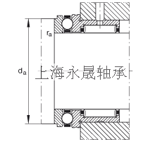 INA 滚针/推力球轴承 NKX35, 根据 DIN 5429 标准的推力轴承组件，单向，无端盖，油润滑