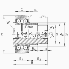 INA 螺栓型滚轮 ZLE5204-2Z, 双列，偏心螺栓，两侧间隙密封