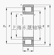 FAG 圆柱滚子轴承 NJ248-E-M1, 根据 DIN 5412-1 标准的主要尺寸, 半定位轴承, 可分离, 带保持架