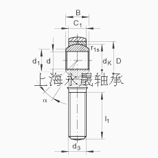 INA 杆端轴承 GAKR25-PB, 根据 DIN ISO 12 240-4 标准，带右旋外螺纹，需维护