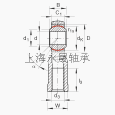 INA 杆端轴承 GIKR22-PW, 根据 DIN ISO 12 240-4 标准，带右旋内螺纹，需维护