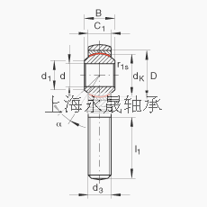 INA 杆端轴承 GAKL6-PW, 根据 DIN ISO 12 240-4 标准，带左旋外螺纹，需维护