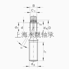 INA 杆端轴承 GAL40-DO-2RS, 根据 DIN ISO 12 240-4 标准，带左旋外螺纹，需维护，两侧唇密封