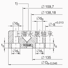 INA 交叉滚子轴承 XU080149, 无齿，两侧唇密封