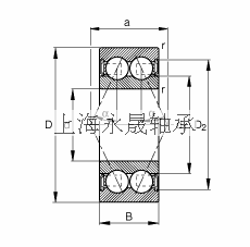 FAG 角接触球轴承 3312-B-2RSR-TVH, 根据 DIN 628-3 标准的主要尺寸，两侧唇密封，接触角 α = 25°