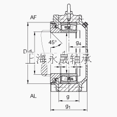 FAG 直立式轴承座 BND3144-Z-T-AF-S, 非剖分，用于带圆柱孔的调心滚子轴承，Taconite 密封，脂润滑