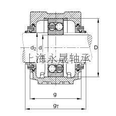 FAG 直立式轴承座 SNV180-L + 2317-M + TCV317, 根据 DIN 738/DIN739 标准的主要尺寸，剖分，带圆柱孔和紧定套的自调心球轴承，Taconite 密封，脂和油润滑