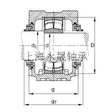 FAG 直立式轴承座 SNV200-L + 22319-E1 + TCV319, 根据 DIN 738/DIN739 标准的主要尺寸，剖分，带圆柱孔和紧定套的调心滚子轴承，Taconite 密封，脂和油润滑