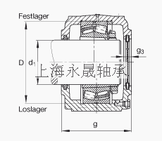 FAG 直立式轴承座 S3032-H-N-FZ-AB-L + 23032-E1-K-TVPB, 剖分，用于带锥孔和紧定套的调心滚子轴承，毛毡密封，脂润滑