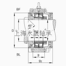 FAG 直立式轴承座 BND3034-H-C-T-BF-S, 非剖分，用于带锥孔和紧定套的轴承，轴上带法兰，Taconite 密封，脂润滑